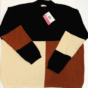 Andree by Unit Black & Mocha Color Block Sweater